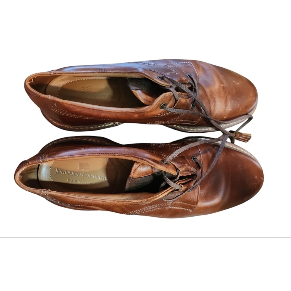 Mens Johnston & Murphy Passport Tassel Brown Leather Oxford Shoes 9.5 Old Money - Picture 6 of 9